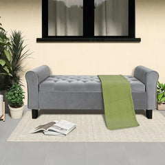 Velvet Storage Ottoman Bench