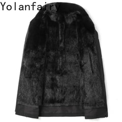 Black Mid-Length Fur Jacket