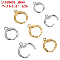 10pcs PVD Never Fade Stainless Steel Earrings Hooks With Loop 12mm Hypoallergenic Earring Clasps Making For Jewelry Accesorios - DigiTech ecom Store