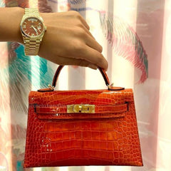 HERMÈS SHOCKING MATTE MISSISSIPPIENSIS ALLIGATOR MINI KELLY II – PALLADIUM HARDWARE