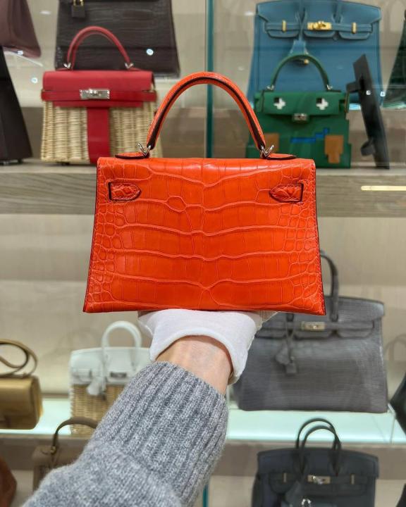 HERMÈS SHOCKING MATTE MISSISSIPPIENSIS ALLIGATOR MINI KELLY II – PALLADIUM HARDWARE