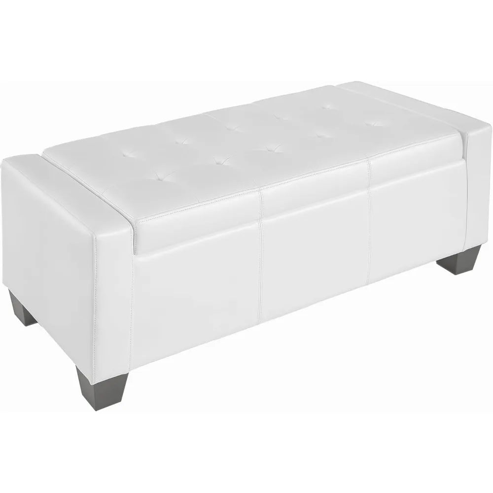 Large 51" Tufted Faux Leather Storage Ottoman Bench