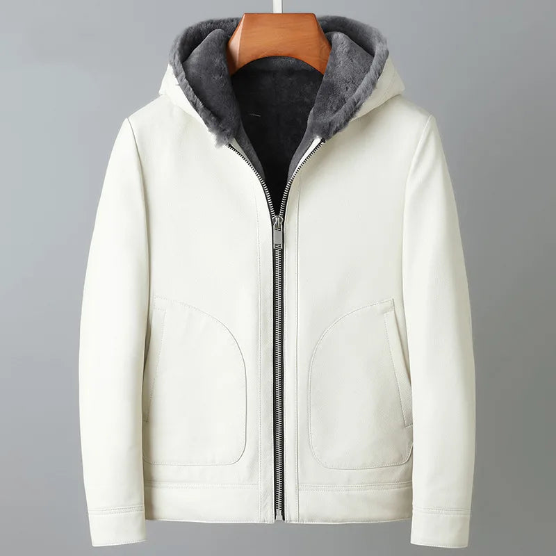Hooded Goatskin Leather Jacket