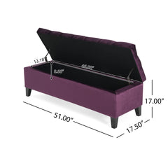 Purple Velvet Tufted Storage Ottoman Bench