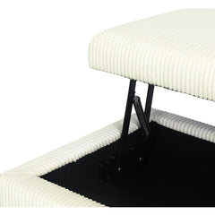 42" Beige Corduroy Lift-Top Storage Ottoman Bench