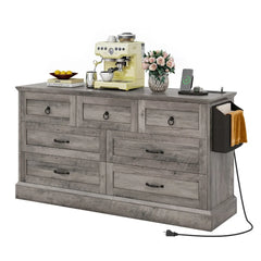 59" Wide Wooden Bedroom Dresser