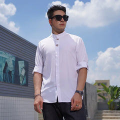 Men's Plus Size Mandarin Collar Shirt