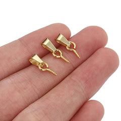 20pcs Stainless Steel Screw Eye Pins Bail Top Drilled Beads End Pendant Connectors for Jewelry Making DIY - DigiTech ecom Store