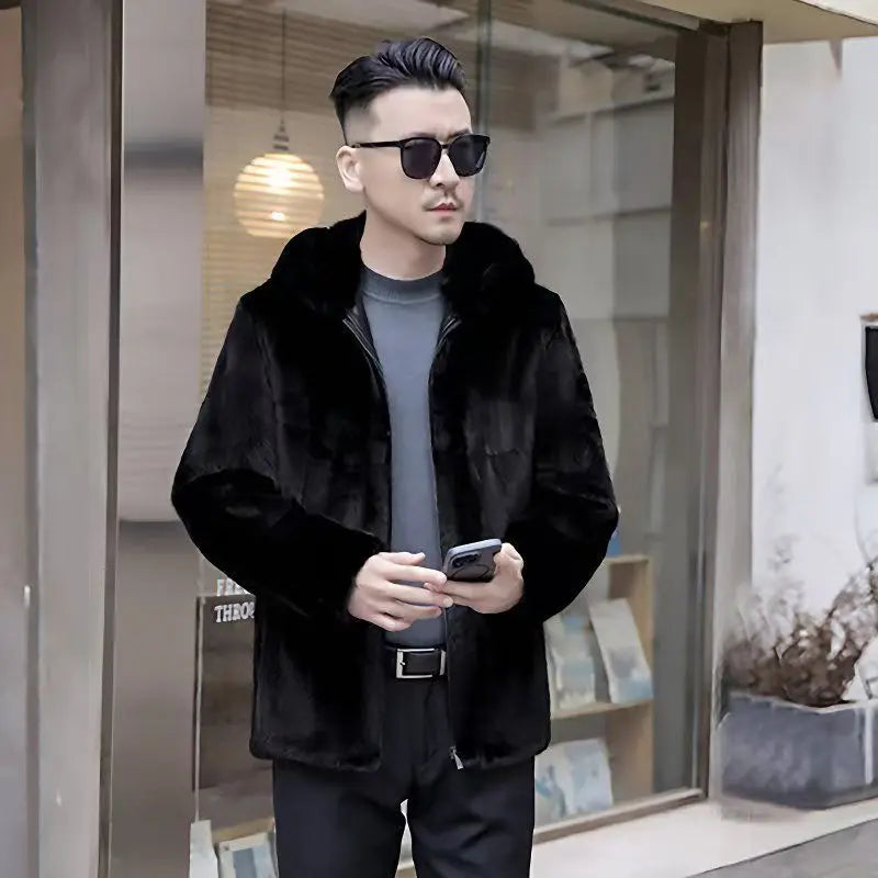 Men`s Winter Hooded Fur Parka