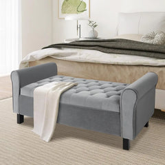 Velvet Storage Ottoman Bench