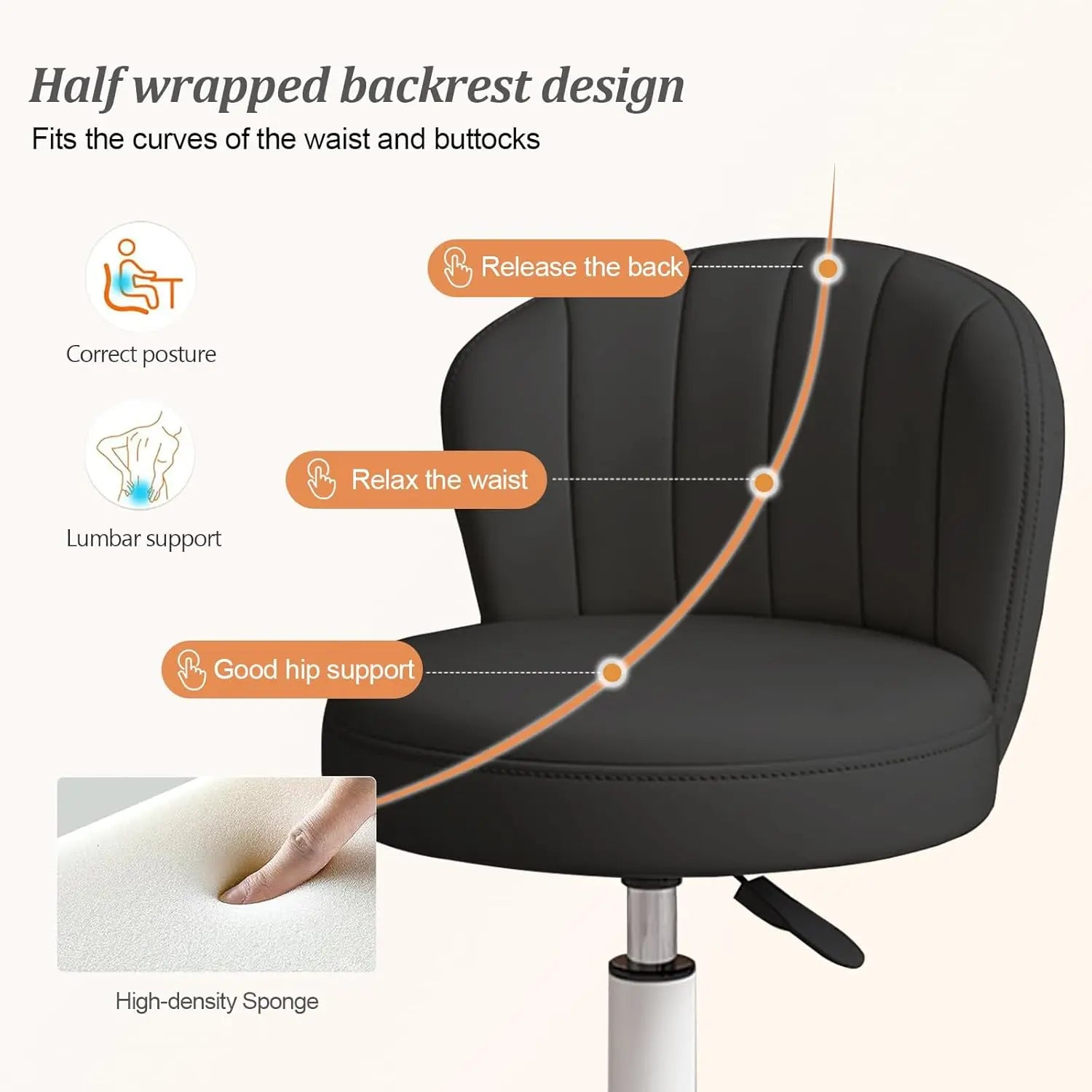 PU Leather Swivel Office Chair with Wheels