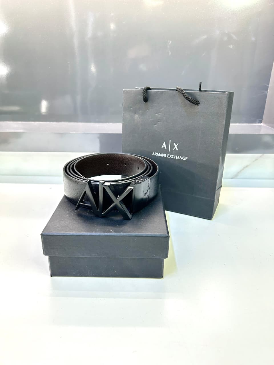 Armani Exchange Black Reversible Belt – Premium Quality