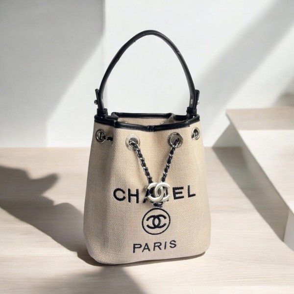 CHANEL DRAWSTRING CHAIN BUCKET BAG – BLACK LEATHER (SILVER TONE)