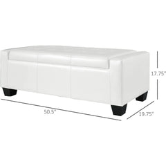Large 51" Tufted Faux Leather Storage Ottoman Bench