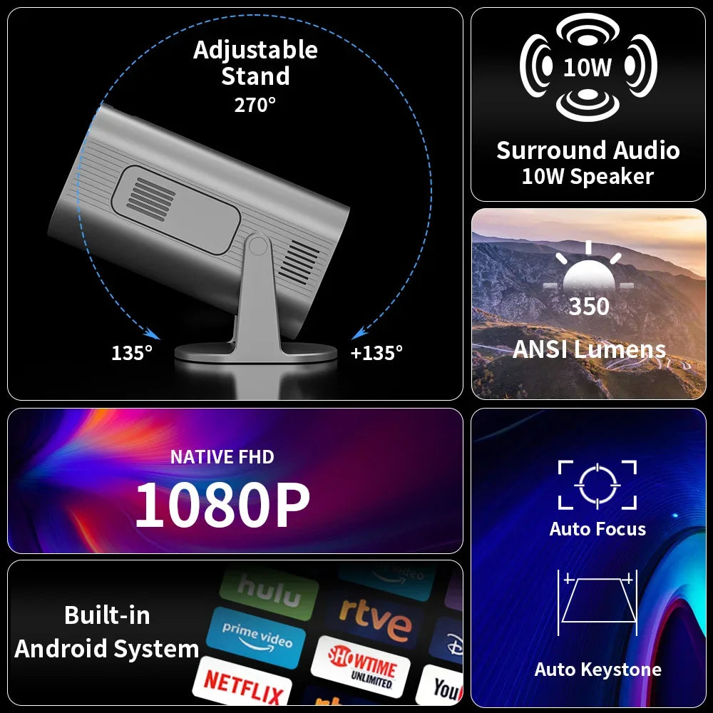 Mini Portable 1080P Smart Projector