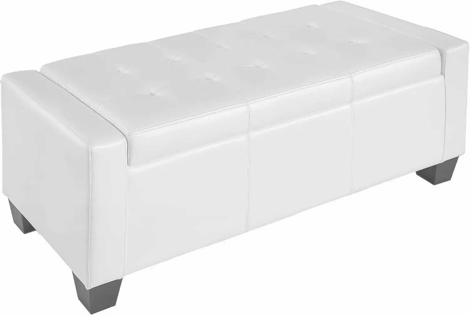 Large 51" Tufted Faux Leather Storage Ottoman Bench