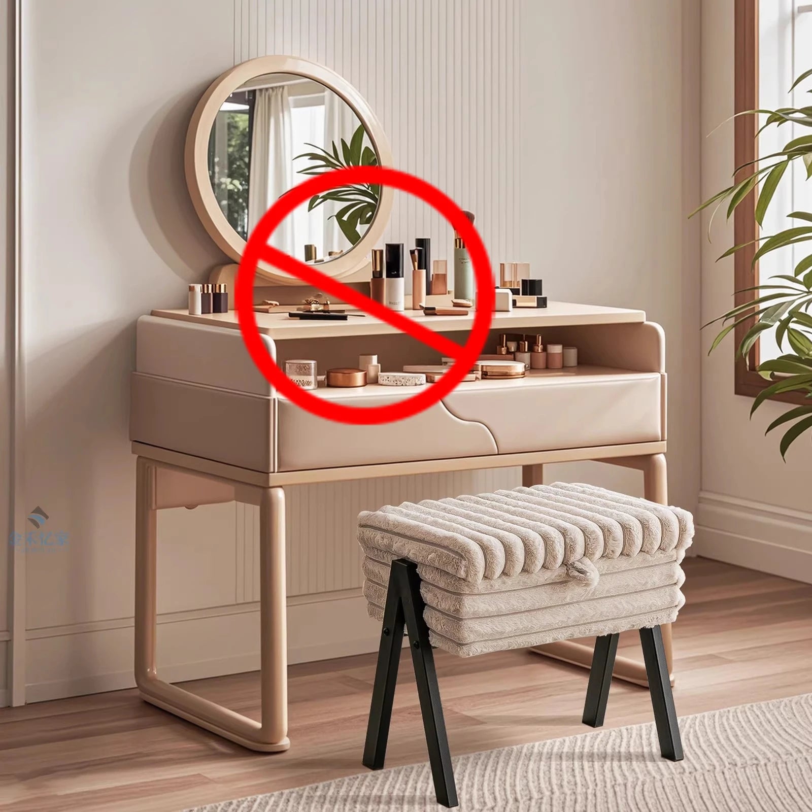 Luxury Bedroom Vanity Stool with Storage