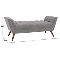 Contemporary Tufted Linen Bench