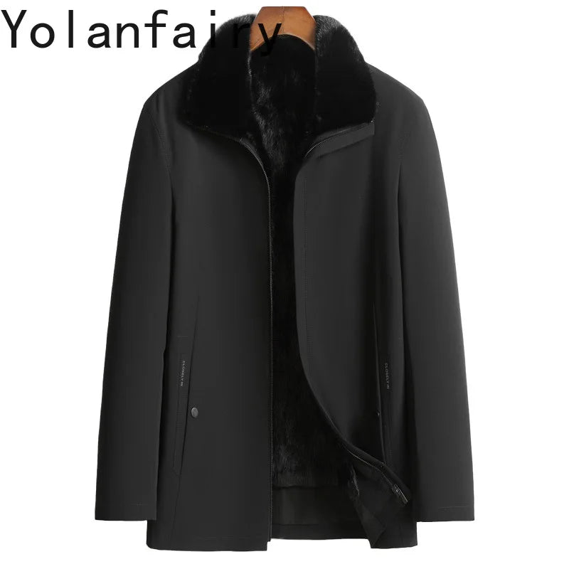 Black Mid-Length Fur Jacket