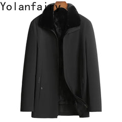 Black Mid-Length Fur Jacket
