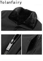Black Mid-Length Fur Jacket