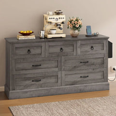 59" Wide Wooden Bedroom Dresser