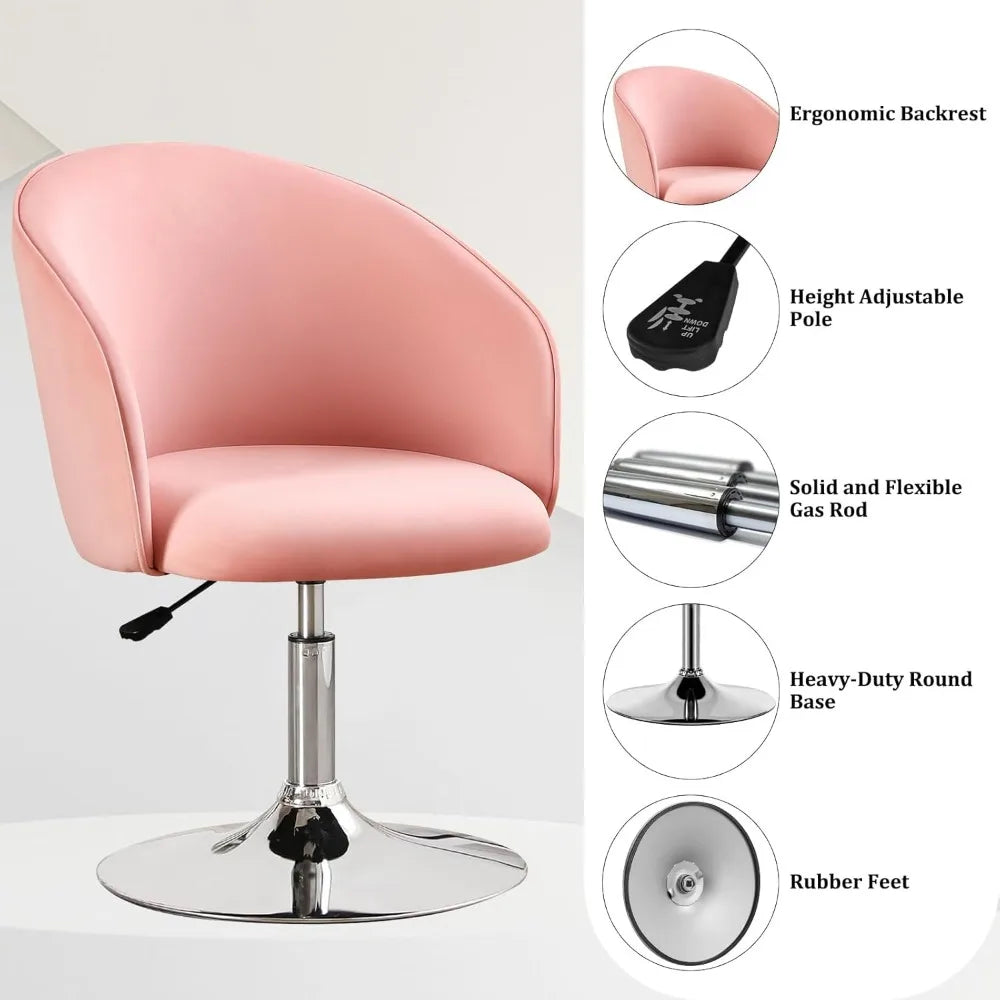 Swivel Velvet Adjustable Vanity Chair