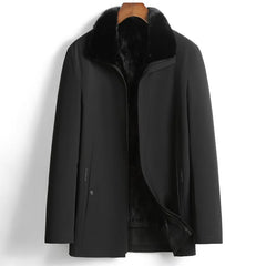 Black Mid-Length Fur Jacket