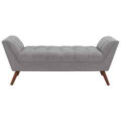 Contemporary Tufted Linen Bench
