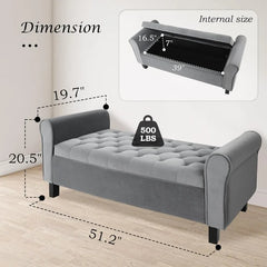 Velvet Storage Ottoman Bench