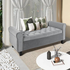 Velvet Storage Ottoman Bench