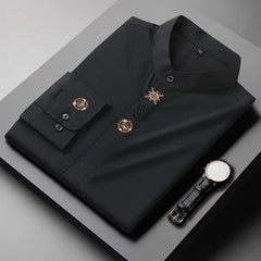 L - 10XL Plus Size Men's Shirt Loose Mandarin Collar Long Sleeve Shirts Embroidery White Black Top Casual Oversized Male Clothing - DigiTech ecom Store