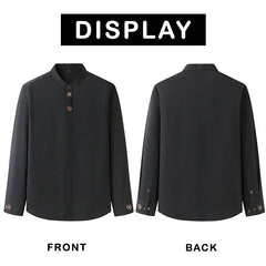 L - 10XL Plus Size Men's Shirt Loose Mandarin Collar Long Sleeve Shirts Embroidery White Black Top Casual Oversized Male Clothing - DigiTech ecom Store