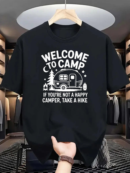 Men's Black T-Shirt Graphic Casual Tee for Camping Hiking Enthusiasts Camping Apparel Humorous Graphic Tee Comfortable Fit - DigiTech ecom Store