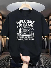 Men's Black T-Shirt Graphic Casual Tee for Camping Hiking Enthusiasts Camping Apparel Humorous Graphic Tee Comfortable Fit - DigiTech ecom Store
