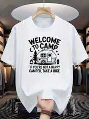 Men's Black T-Shirt Graphic Casual Tee for Camping Hiking Enthusiasts Camping Apparel Humorous Graphic Tee Comfortable Fit - DigiTech ecom Store