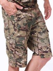 Mens Cargo Shorts Summer Tactical Cropped Trousers Outdoor Waterproof Multi - pocket Bermudas Pants Camo Ripstop Hiking - DigiTech ecom Store