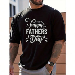 Men's Happy Father's Day Graphic T-Shirt - 100% Cotton Casual Short Sleeve Tee with Slogan Print, Comfort Fit Round Neck - DigiTech ecom Store