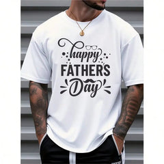 Men's Happy Father's Day Graphic T-Shirt - 100% Cotton Casual Short Sleeve Tee with Slogan Print, Comfort Fit Round Neck - DigiTech ecom Store