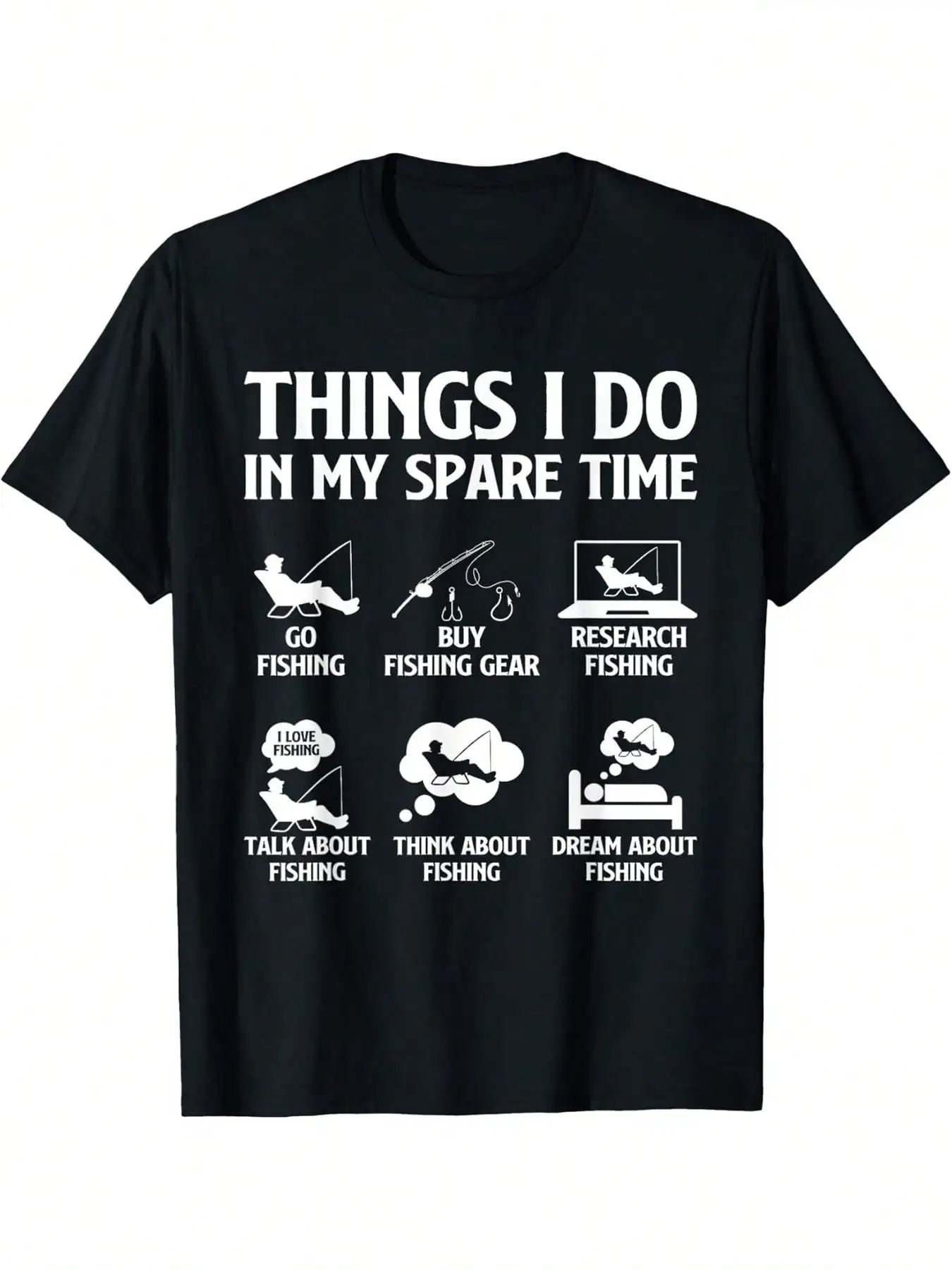 Men's "Things I Do In My Spare Time" Bass Fishing Graphic T-Shirt - 100% Cotton, Crew Neck, Short Sleeve, - DigiTech ecom Store