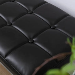 Modern PU Leather Dining Bench, Button Tufted Ottoman Bench with X - Shape Chrome Finish Upholstered End of Bed Bench Comfy - DigiTech ecom Store
