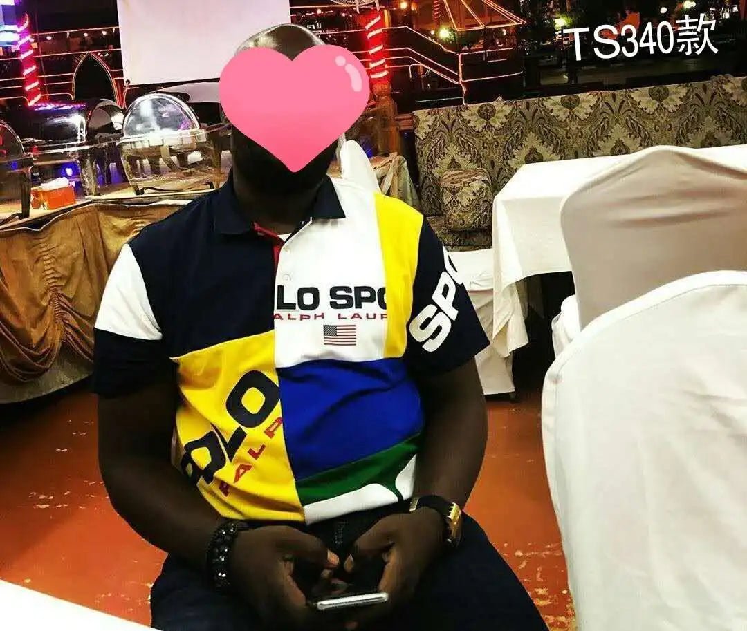 Oversized New Men's Polo T Shirt Short Sleeve Classic Patchwork Color Three Buttons Collar Tee Shirt (Available in Big & Tall) - DigiTech ecom Store