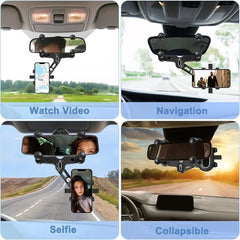 Phone Mount for Car, 2024 Upgraded Rear View Mirror Phone Holder, Universal Mount, Rotatable Phone Holder for Car Compatible - DigiTech ecom Store