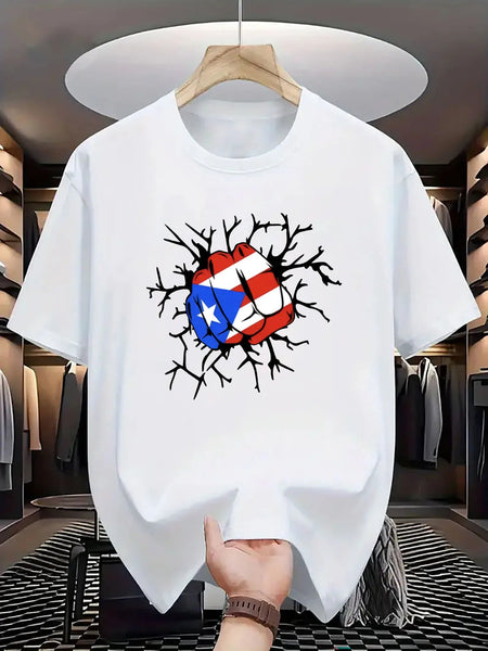 Pure Cotton Men's T-shirt Creative Boxing Print Comfort And Casual Summer Outdoor Activities T-Shirt - DigiTech ecom Store