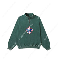 Scouts of America Retro Sweatshirt Man Woman Teenager Vintage Pullover Half Zipper Sweat Shirt Photo Custom Long Sleeved Tshirt - DigiTech ecom Store