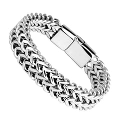 Stainless Steel Braided Double Row Front and Rear Fish Scale Alloy Magnetic Buckle Bracelet with Keel Jewelry New Model - DigiTech ecom Store