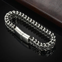 Stainless Steel Braided Double Row Front and Rear Fish Scale Alloy Magnetic Buckle Bracelet with Keel Jewelry New Model - DigiTech ecom Store